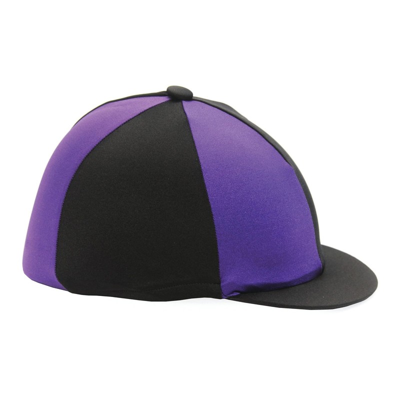 Shires Stretch Skull Hat Cover, Silk in Navy/Raspberry. Onesize