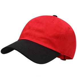 GADIEMKENSD Gorra de béisbol lisa para niños, ajuste sin construir, algodón lavado, 3-12 T, Rojo/negro, 3-7 Años