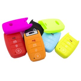 LIGHTKOREA 4 Button Silicone Smart Key Case Cover 1Pcs for Kia Soul Carnival Sedona NIRO Sorento Sportage Rio Forte Optima Cerato Koup (Red)