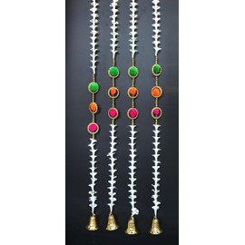 3A FEATURETAIL 5.5 Feet Artificial Tuberoses Flowers with Pom Pom Hanging for Decoration, Handicraft Items for Home Decor, Latkan for Home Decoration, Diwali Decoration Items (Pack of 2, Multicolour)