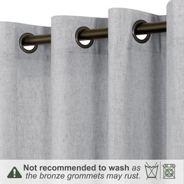 KOUFALL Light Grey Curtains 84 Inch Length for Living Room 2 Panels Set Bronze Grommet Light Filtering Semi Sheer Linen Curtain for Dining Room Bedroom 84 Inches Long,Dove Gray