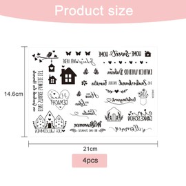 YILANJIN Rub On Sticker, Pack of 4 Rub On Foil Transfer Stickers for Glass, Water Slide Film Candles for DIY Crafts Decoration, Foil Transfer Stickers for Crafts, Scrapbooking, Gifts Decoration