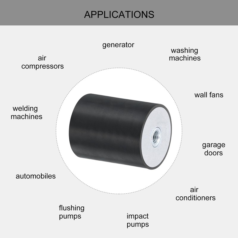 sourcing map 40 x 50mm M8 Thread Female Rubber Mounts,