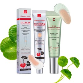 Color Correcting CC Cream, SPF 25 Light-Coverage Colour Corrector, Long-Lasting Color Changing Foundation Concealer, Light & Green