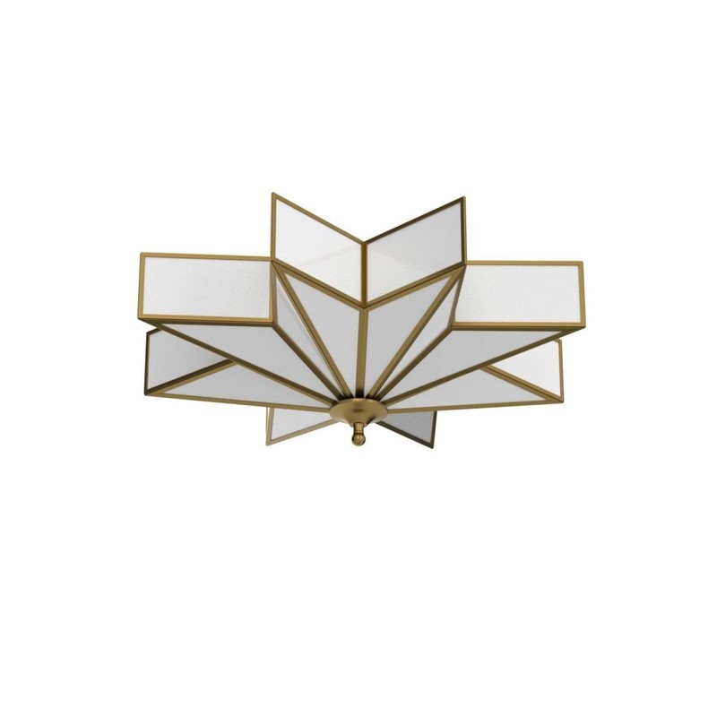 Aeyee Antique Brass Flush Mount Ceiling Light Star Shaped Ceiling