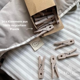 LIVLIG Clothes Pegs Set, 24 Pegs, Large Clothes Pegs, Clips, Pegs, Beige, Made of Recycled Plastic