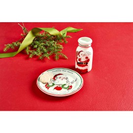 Mud Pie Vintage Milk and Cookie Set, plate 6 1/2" dia | jug 5" x 2 1/2" dia, RED