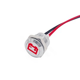 Taiss LED Indicator Pilot Dash Light (Battery/Alternator Warning) Red, 1/2"(12mm)12V LED Metal Signal Indicator Light.F-009-DC-R