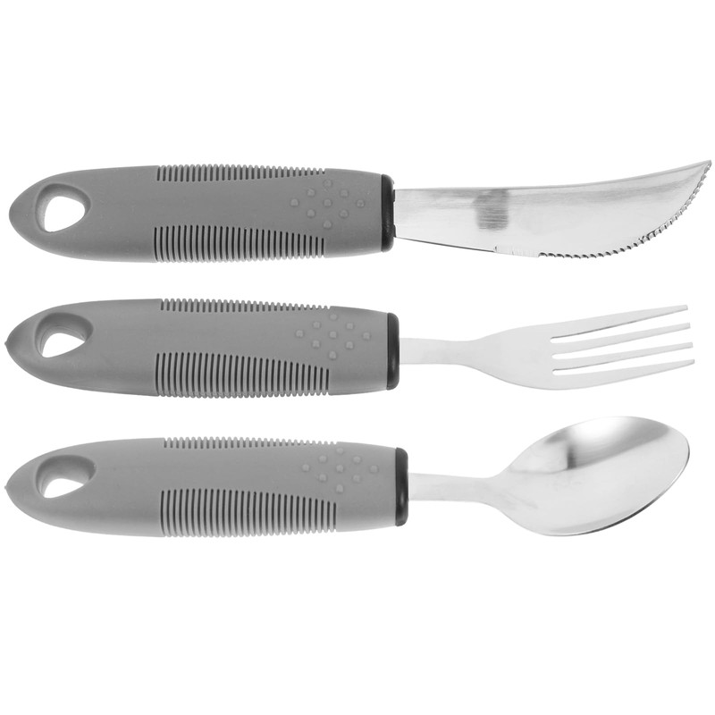 GLEAVI Adaptive Utensils 3pcs Silverware Stainless Steel Fork Spoon Straight
