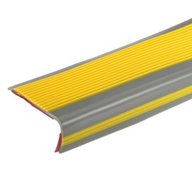 Sourcing Map 3.2Ft Yellow/Grey PVC L-Shape Stair Nosing, 1m/3.2Ft x 6x3cm/2.36x1.18inch, Stair Edges Protector, Indoor/Outdoor