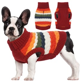 Kuoser Warm Dog Jumper, Dog Jumper for Small Dogs, Medium Dogs, Fleece Jumper, Dog Clothing for Small Dogs, Winter Dog Jumper, Red, XXL
