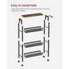 VASAGLE Slim Rolling Cart, 4-Tier Narrow Storage Cart with Handle,