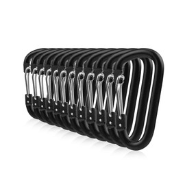 Go Pal GP01 Small Carabiner, Stylish, D-Ring, Aluminum, Carabiner, Camping, Black, Pack of 12