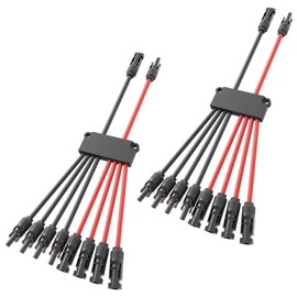Pjerjzn Solar Panel Connector 8 to 2 Solar Y Branch Connectors PV Panels Parallel Connectors Kit Adapter Waterproof Wire Plug Tool for Solar Panel(2 Pcak MF/FFFFMMMM)