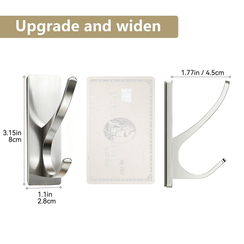 pickpiff Self Adhesive Coat Hooks for Hanging: Heavy Duty Stainless