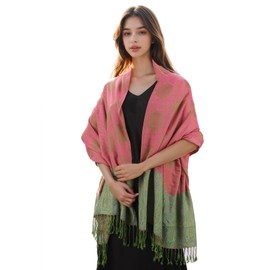 BLURBE Women Pashmina Shawls and Wraps Scarf – Ethnic Print Tassel Wrap,Soft Lightweight Paisley Scarves for Evening Wedding Party