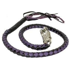 Dream Apparel 42" Leather Motorcycle Get Back Whip for Handlebar Biker, Black and Purple
