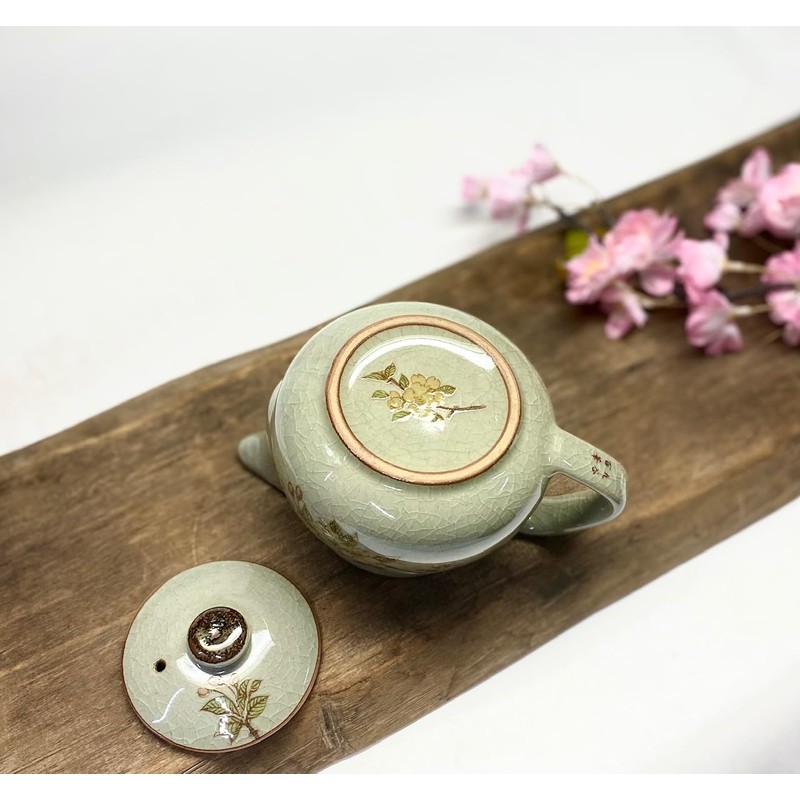 Kutani [Teapot/Teapot] Large White Rabbit Weeping Cherry Blossom [Back Picture]