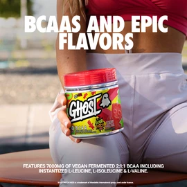 GHOST BCAA Amino Acids, Sour Patch Kids Redberry - 30 Servings - Sugar-Free Intra and Post Workout Powder & Recovery Drink, 7g BCAA – Supports Muscle Growth & Endurance- Soy & Gluten-Free, Vegan