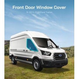 VANNCAMP VANNCAMP Extra-Thick Front Door Window Covers(Pair) for Ford Transit Medium/High Roof, 2015-2019, Magnetic Insulated Blackout Window Sunshade, Foldable Design, 4 Season