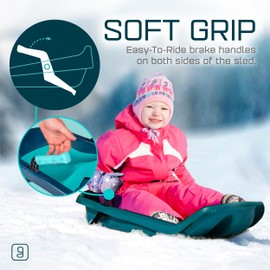 Gizmo Riders - Toboggan Kids and Toddlers Sleds, Durable Bobsled - Plastic, Lightweight, Winter Snow Sleds with Tow Strap & Individual Pull-Up Hand Brakes - Ages 3+, 120 lbs