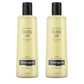 Neutrogena Body Oil Light Sesame Formula, Twin Pack of 16 fl oz, Radiant Glow Moisturizer for Dry Skin, Bath & Shower Oil For Smooth and Hydrated Skin
