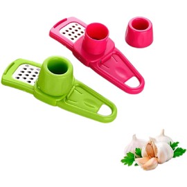 Garlic Grinder (2 Pack)-Hand Garlic Grinder-Small Hand Grinder for Garlic-Garlic Slicer-Garlic Mincer Hand Press Garlic Chopper-Garlic Press Hand Specialty Tools (Green + Pink, One Size)