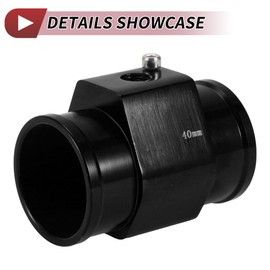 HEROFFIX 1 Set Car Water Coolant Temperature Sensor Adapter Joint Pipe Radiator Sensor Adaptor 40mm Black