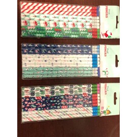 Unbranded Variety Of Christmas Sets 10 Pencils With Erasers: Santa, Snow, Candy Design BN