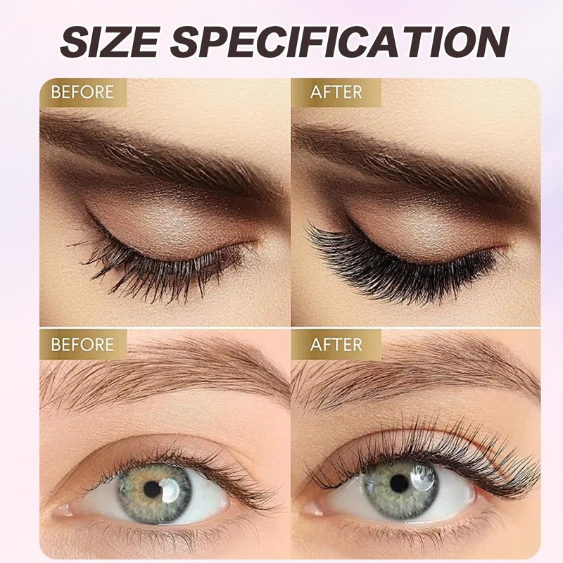 Landrain Pack of 12 3D Magnetic Lashes, Magnetic Eyelashes, Natural