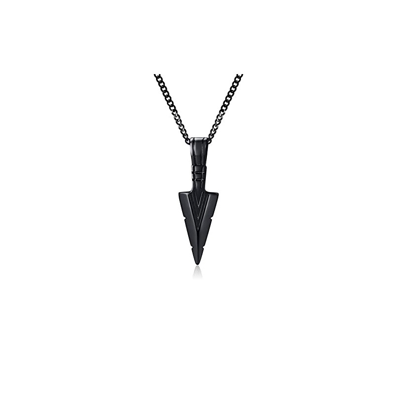 YQSLIN Mens Arrow Chain Necklace for Men Stainless Steel Black