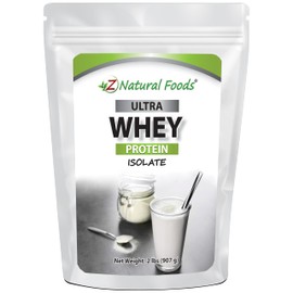 Z Natural Foods Ultra Whey Protein Isolate Powder - Pure, Unflavored, Unsweetened Whey Protein Powder - Flavorless Whey Isolate with Vital Proteins for Fitness, Sports Nutrition, Immune Support, 2 lbs