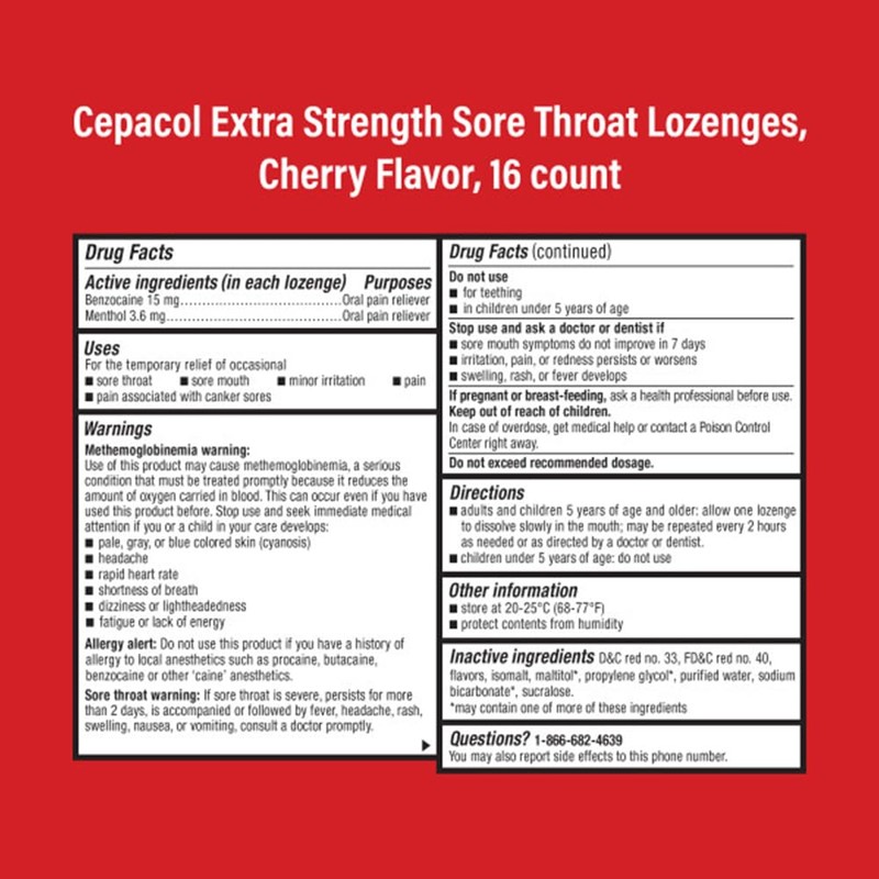 Cepacol Maximum Strength Throat Drop Lozenges, Cherry, 16 ct