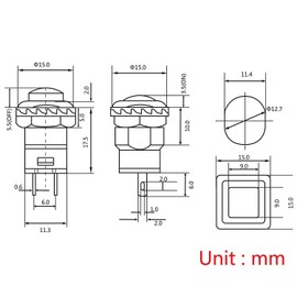 GTIWUNG Pack of 24 Mini Push Button Switch, 12 mm Push Button, Mini Push Button, ON-OFF Push Button Self-Locking Switch for Car, Boat, Arduino, DIY, AC 250 V/1.5 A, 125 V/3 A, 6 Colours