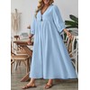 Celmia Cotton Dress for Women Summer Boho Puff Sleeve Linen
