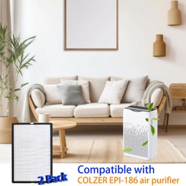 EPI-186 Replacement Filter for COLZER EPI-186 Air Purifier, H13 Ture Hepa Filter with High Efficiency Activated Carbon and Pre-filter, 2 Pack
