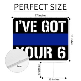 I've Got Your 6 Thin Blue Line Police Officer Yard Sign Double Sided With Stake - Large, 17 Inch By 13 Inch Support Law Enforcement