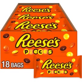 REESE'S PIECES Peanut Butter in a Crunchy Shell, Candy Bags, 1.53 oz (18 Count)