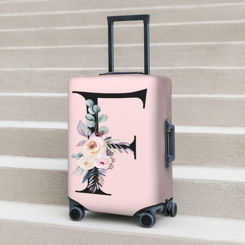 Spandex Travel Luggage Cover Cute Pink Suitcase Protector Bag,Black Letter