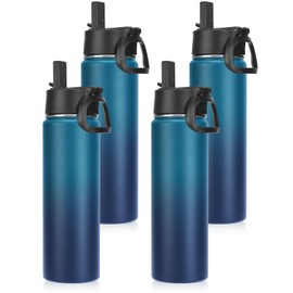 Neihepal - Botellas de agua aisladas de 22 onzas a granel, botella de agua de acero inoxidable al aspiradora de doble pared, paquete múltiple con tapa