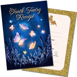 Olivia Samuel 20 PACK Tooth Fairy Certificates with Envelopes – Enchanted Garden Designs – Double Sided Receipts – Designed and Printed in the UK