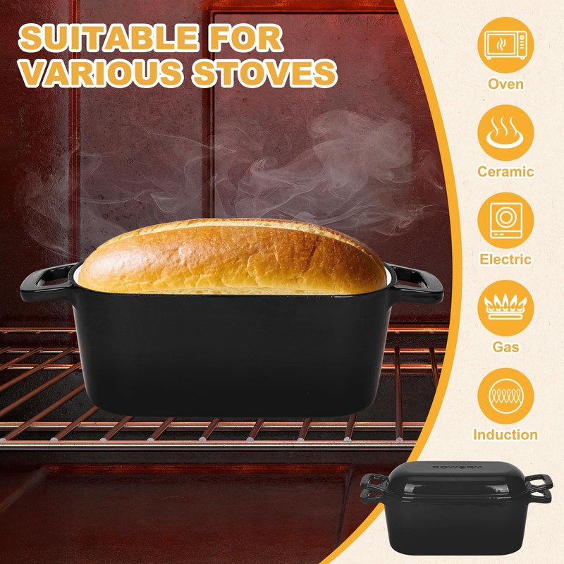 Oval Enameled Dutch Oven for Bread Baking - 3.6QT Cast
