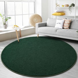 Gifeas Ultra Soft Round Area Rugs for Living Room Bedroom, 4x4 Feet Deep Green Thickened Memory Foam Modern Indoor Circle Carpets, Non-Slip Comfy Circular Rug for Boys Girls Nursery Room Home Decor