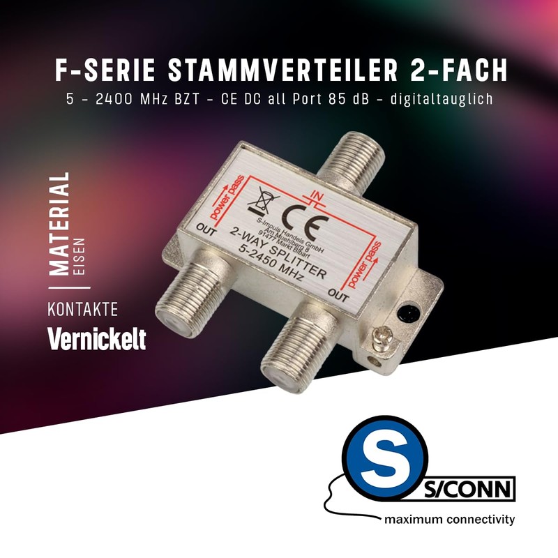 2-Way SAT & BK Splitter F Series - 5-2400 MHz