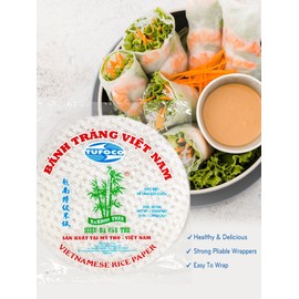 Premium Rice Papers, 30~32 Sheets Per Pack, 10.5 oz, Vietnamese Spring Roll Wrapper, Premium Rice Paper, Round 22cm