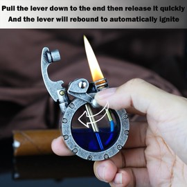 Laicengo Vintage Trench Lighter, Steampunk Lighter, Kerosene Cool Lighter with Visible Gas Tank, Great Choice for Men Dad and Husband, Sliver(Fuel Not Included)