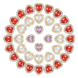 PATIKIL Heart Rhinestones Buttons, 20Pcs 16mm Sew on Rhinestones Crystal Heart Nail Charm Embellishment Flatback Diamond for Sewing DIY Clothing Wedding, Multicolor