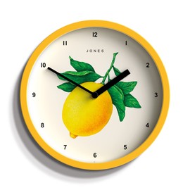 Jones Clocks® Fruit Clock - Round Clock - Small Clock - Kitchen Clock - Office Clock - Modern Design - Designer Clock - Colourful Case - Fruit Art - Fruit Wall Clock (Lemon)