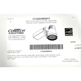 CONTECH LIGHTING CTL8252HM35D-P 29W 03 LED TRACK FIXTURE DIMMING WHITE