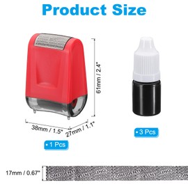PATIKIL Identity Theft Protection Roller Stamp, 0.7" Confidential Roller Stamp Privacy ID Police Stamp Roller for Security ID Address with 3Pcs Refills, Red